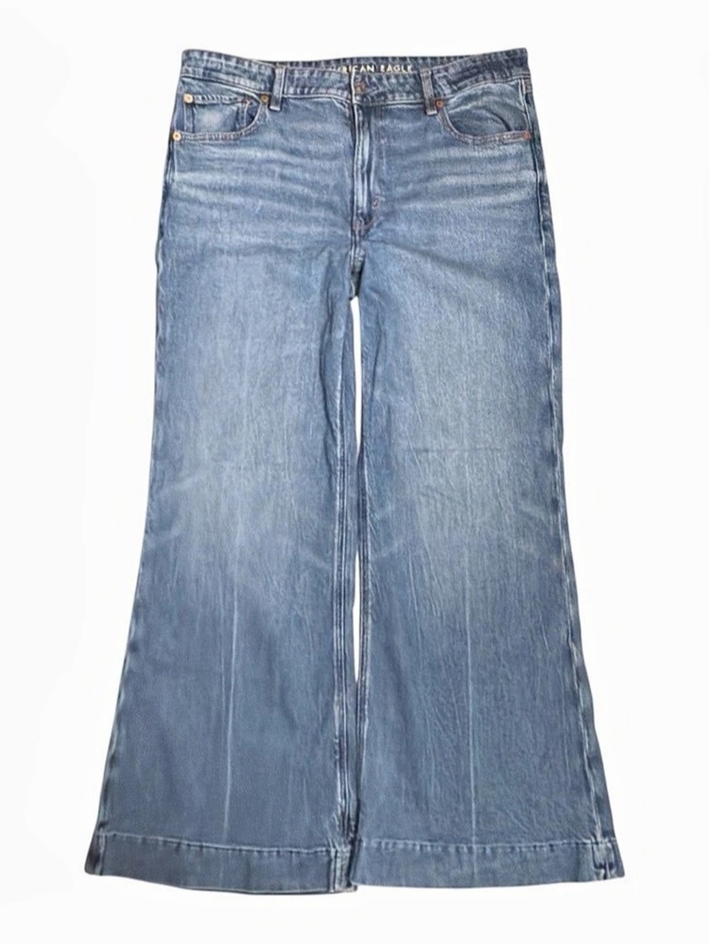 Retro Boho American Eagle High Rise Flare Jeans Womens 12 Blue Stretch 70s